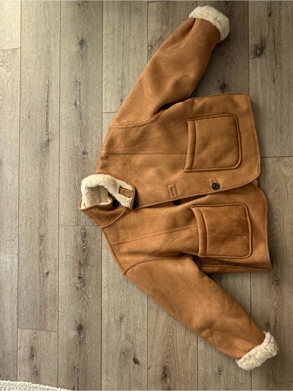 Amazon Women's Tan Shearling-Lined Utility Jacket